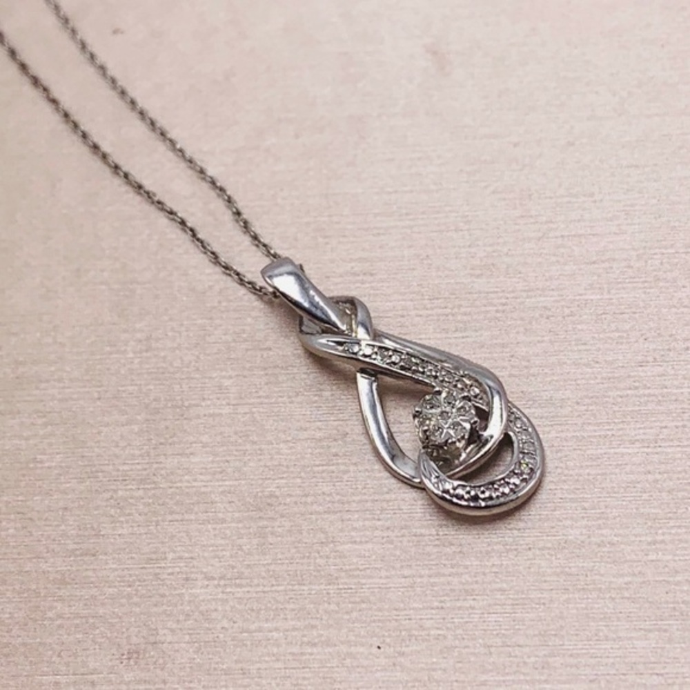 Euc Sterling Silver Double Infinity Loop Diamond - image 7